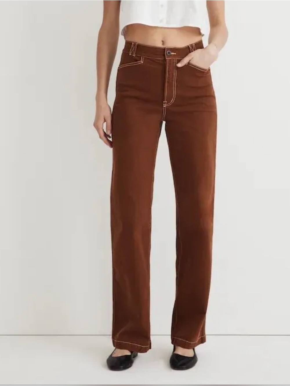 Madewell The Emmett Wide-Leg Pant Brown